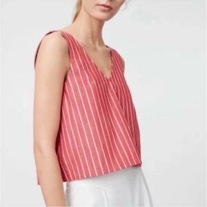 Club Monaco Red and White Striped Linen Blend Sleeveless Top with V-neck Size XS